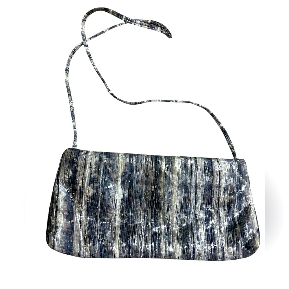 Vintage metallic silver and gray crossbody purse made in USA